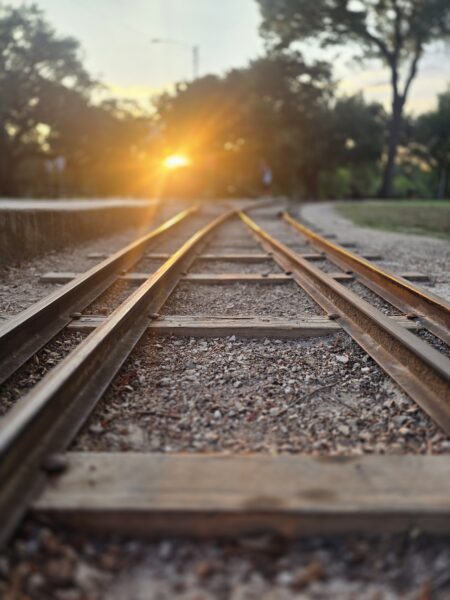 Beautifully photographed train tracks at Landa Park